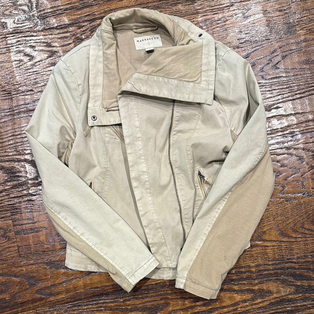 Tan Lightweight Shirt Jacket with Utility Design